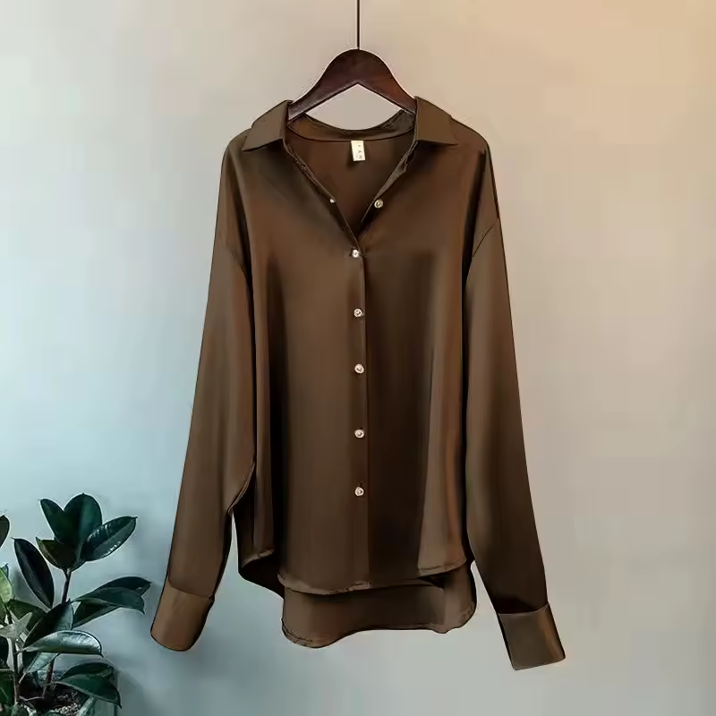 Dorothy - Satin Oversized Long Sleeve Button-Down Shirt