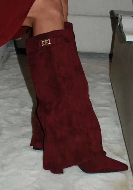 Arden | Statement Over-The-Knee Leather Boots With Sculpted Buckle Detail For Women
