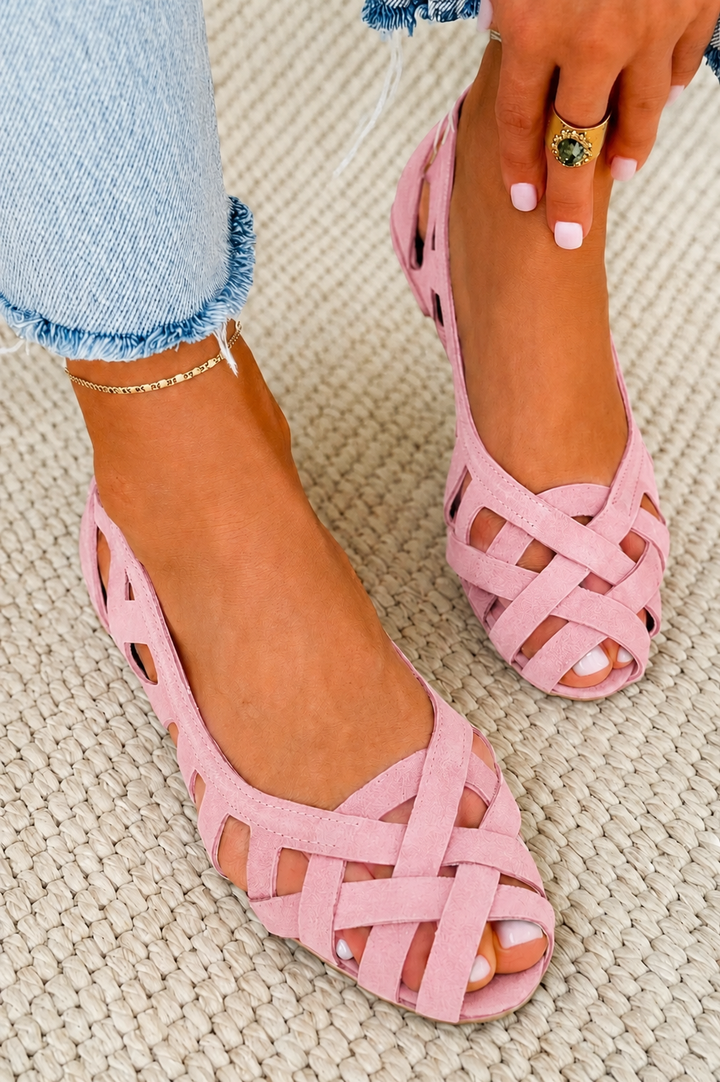 Sandals Women - Braided Crossed-Strap Flat Sandals