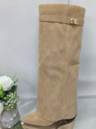 Arden | Statement Over-The-Knee Leather Boots With Sculpted Buckle Detail For Women