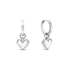 Silver Quartz Heart Huggie Earrings