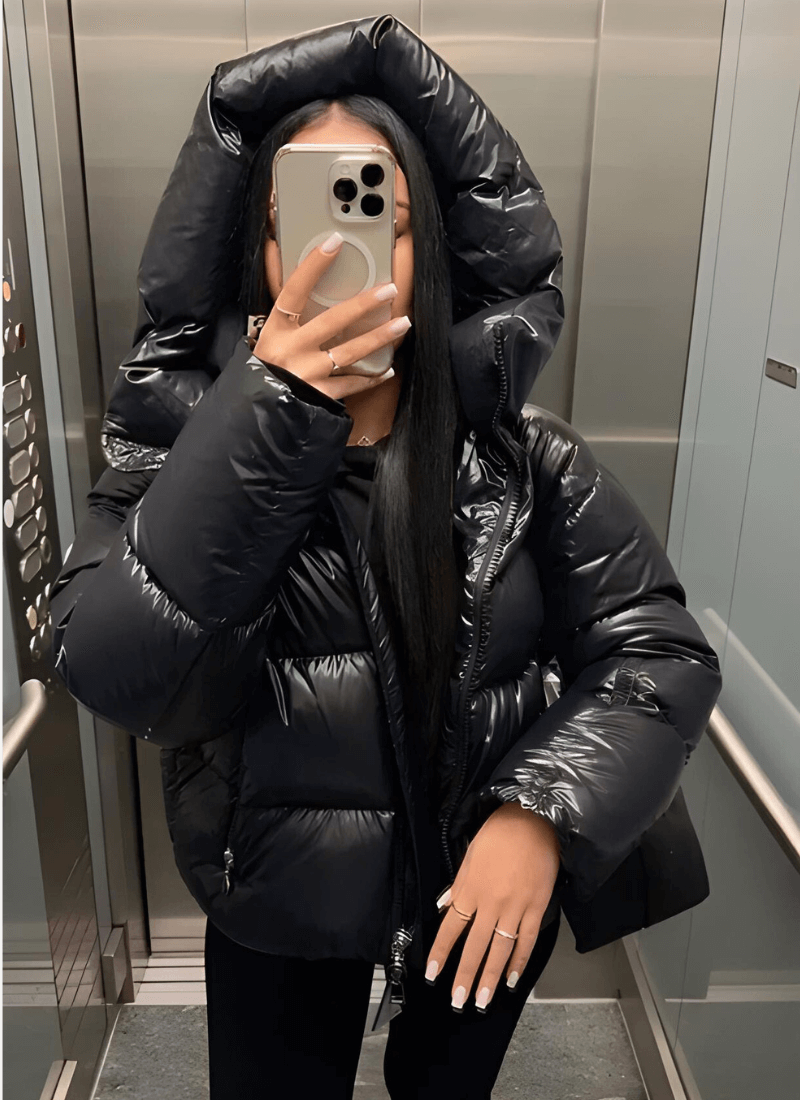 Slim-Fit Puffer Jacket with Glossy Finish