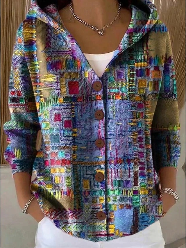Jenna | Elegant Button Hooded Sweater