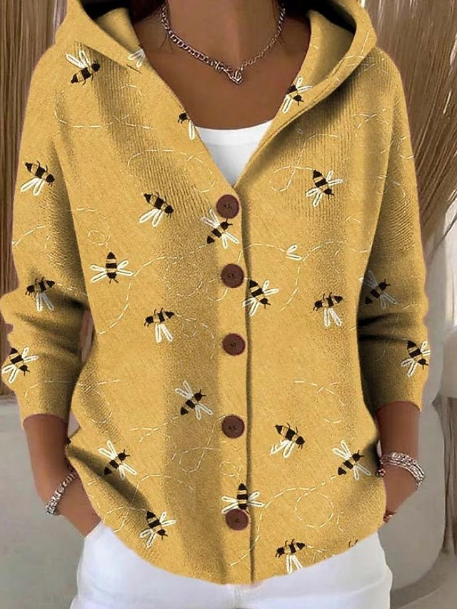Jenna | Elegant Button Hooded Sweater