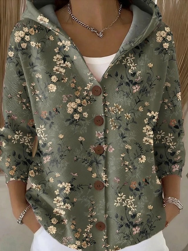 Jenna | Elegant Button Hooded Sweater