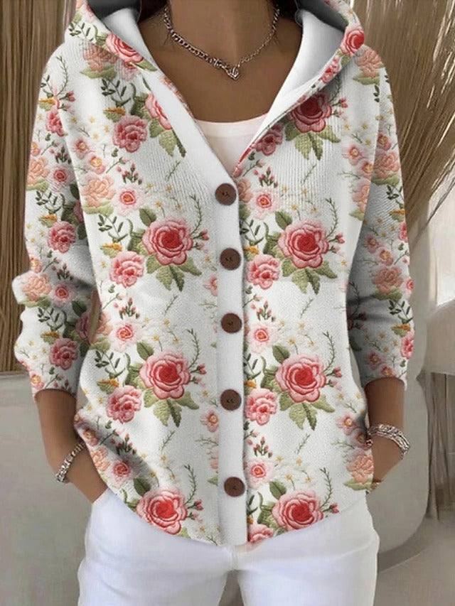 Jenna | Elegant Button Hooded Sweater
