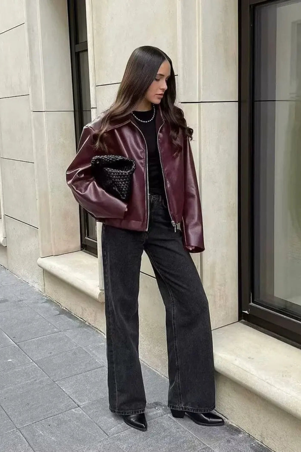 Spring Zip Front Bomber Jacket with Gathered Hem