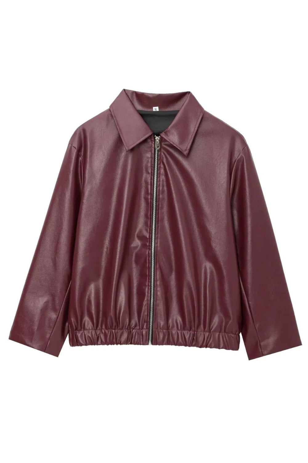 Spring Zip Front Bomber Jacket with Gathered Hem