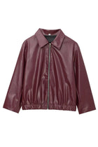 Spring Zip Front Bomber Jacket with Gathered Hem