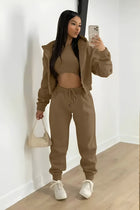 Three Piece Lounge Set with Cropped Hoodie and Joggers