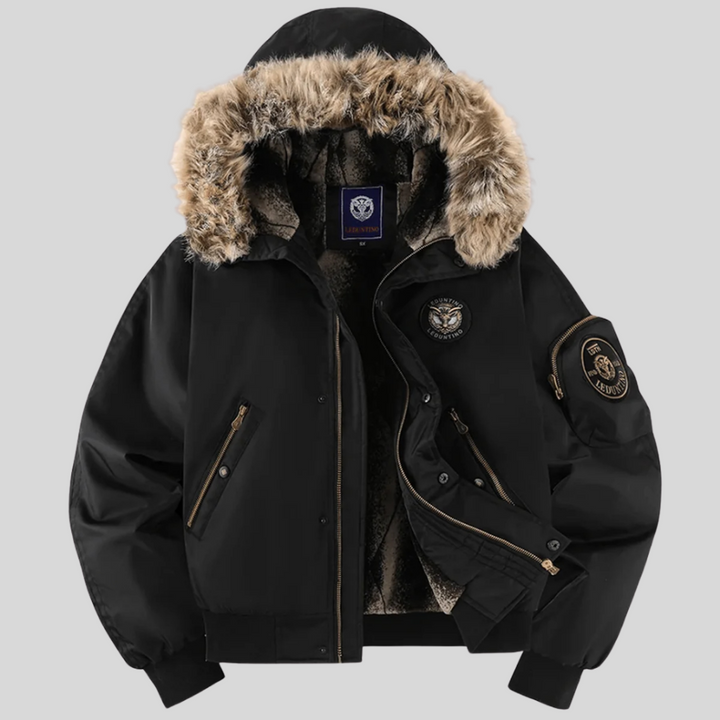 Padded Bomber Jacket with Faux-Fur Hood