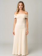 Women's Wedding Guest Pleated Maxi Dress