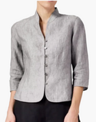 Women's Jacket with Standing Collar and Three-Quarter Sleeves – Elegant Work and Leisure Look