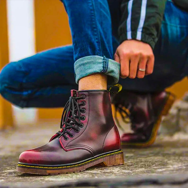 Logan | Vintage Genuine Leather Lace-Up Boots
