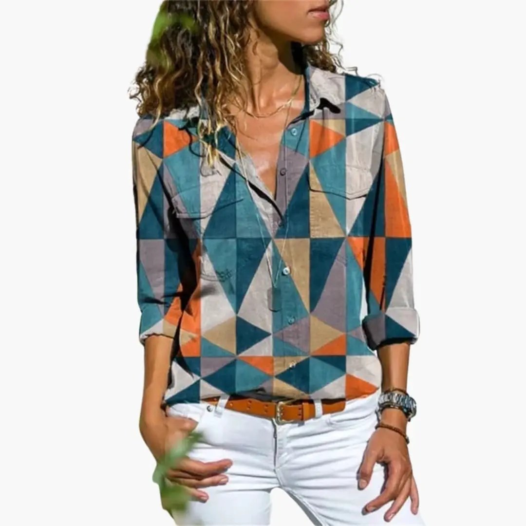 Women’s Floral Print Blouse – Long Sleeve Top