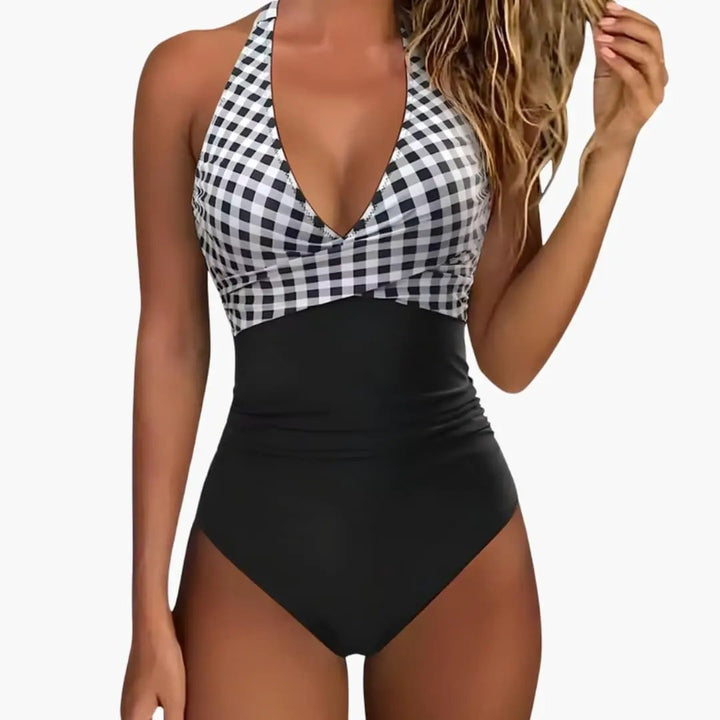 Women’s Halter One-Piece Swimsuit with High-Cut Leg
