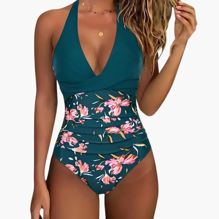 Women’s Halter One-Piece Swimsuit with High-Cut Leg