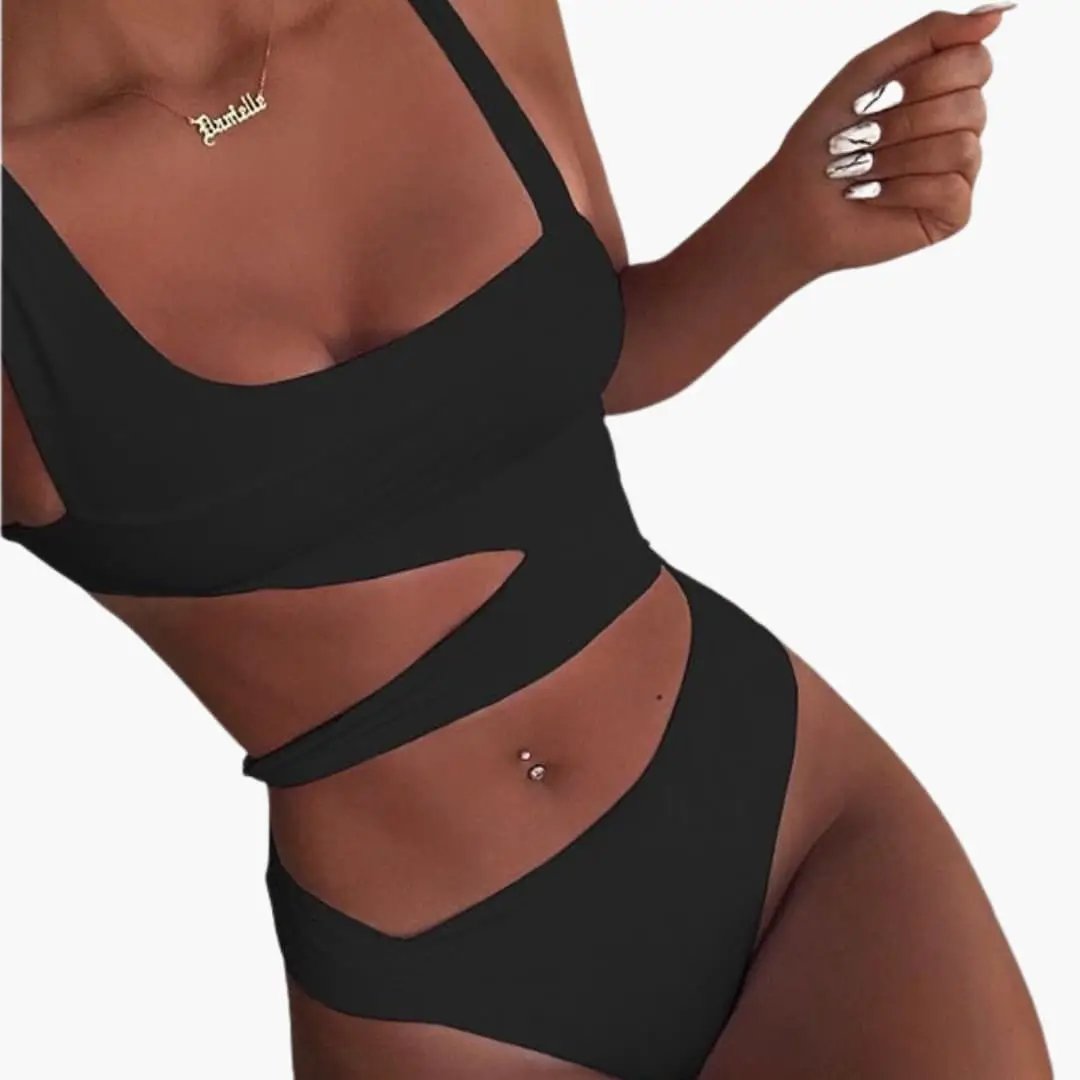Women’s Push-Up One-Piece Swimsuit with Padded Cups and Adjustable Straps