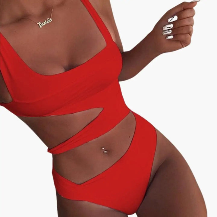 Women’s Push-Up One-Piece Swimsuit with Padded Cups and Adjustable Straps