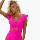 Women’s Ruffle One-Piece Swimsuit – Scoop Neck Bathing Suit with Stretch Design
