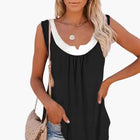 Women's Sleeveless V-Neck Top with Rounded Hem