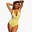 Women’s Triangle Neck One-Piece Swimsuit with Padded Cups