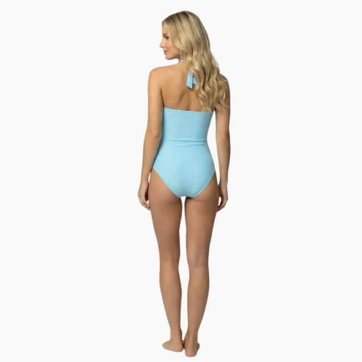 Women’s V-Neck One-Piece Swimsuit – Adjustable Strap Bathing Suit with Shaping Fit