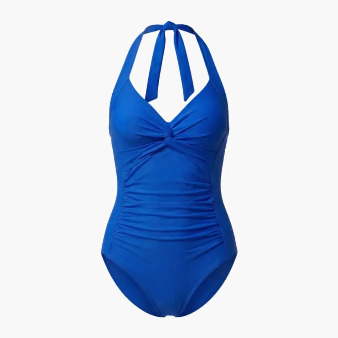 Women’s V-Neck One-Piece Swimsuit – Adjustable Strap Bathing Suit with Shaping Fit