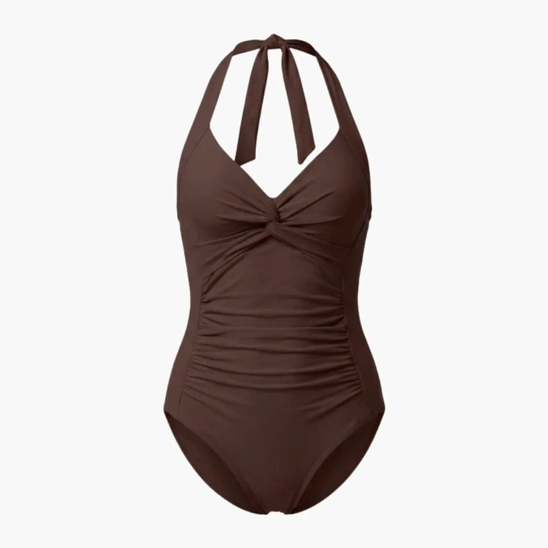 Women’s V-Neck One-Piece Swimsuit – Adjustable Strap Bathing Suit with Shaping Fit