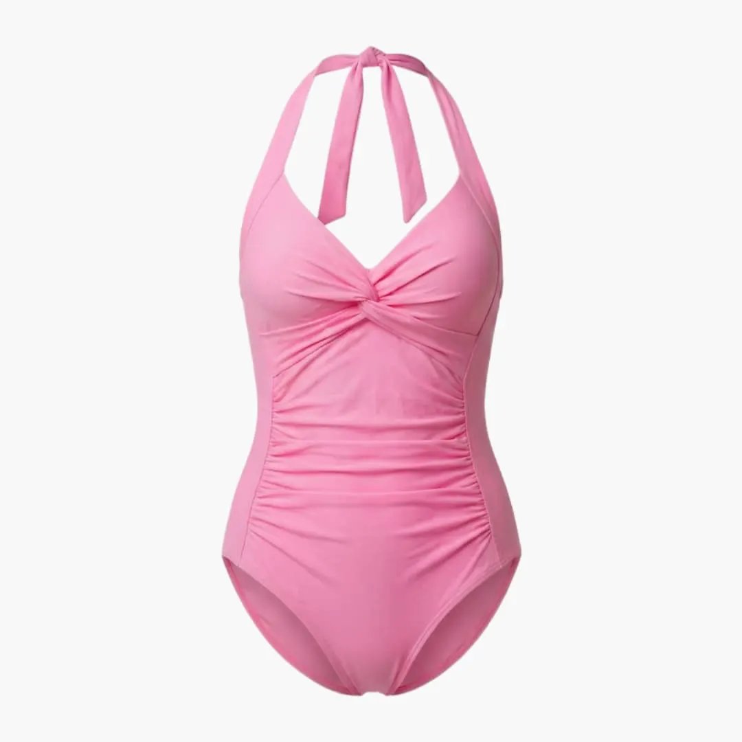 Women’s V-Neck One-Piece Swimsuit – Adjustable Strap Bathing Suit with Shaping Fit