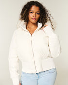 Women’s Fur-Trim Hooded Cropped Puffer Jacket