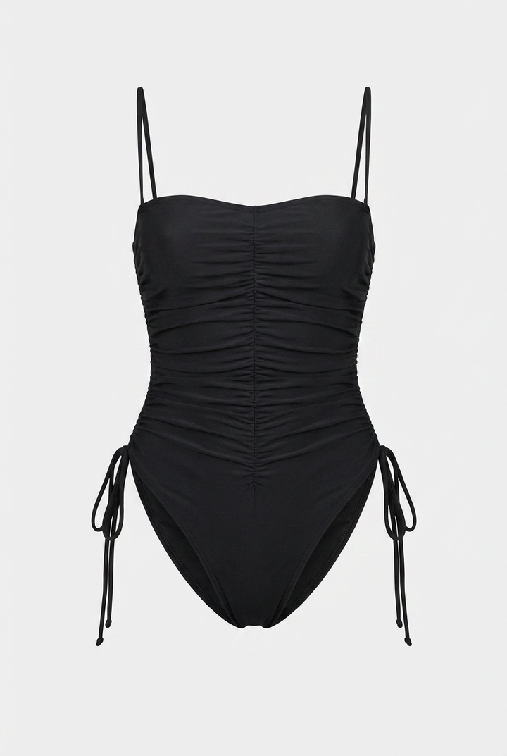 Swimsuit for Women, Black One Piece with Adjustable Straps, Quick Dry Fabric for Beach or Pool
