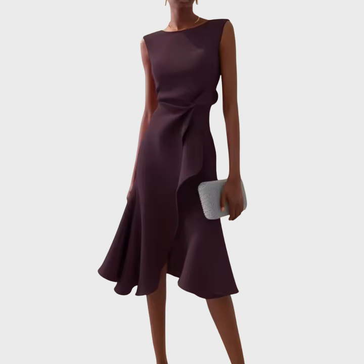 Wren | Elegant Women’s 2026 Graduation Asymmetric Draped Midi Dress
