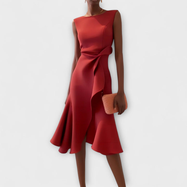 Wren | Elegant Women’s 2026 Graduation Asymmetric Draped Midi Dress