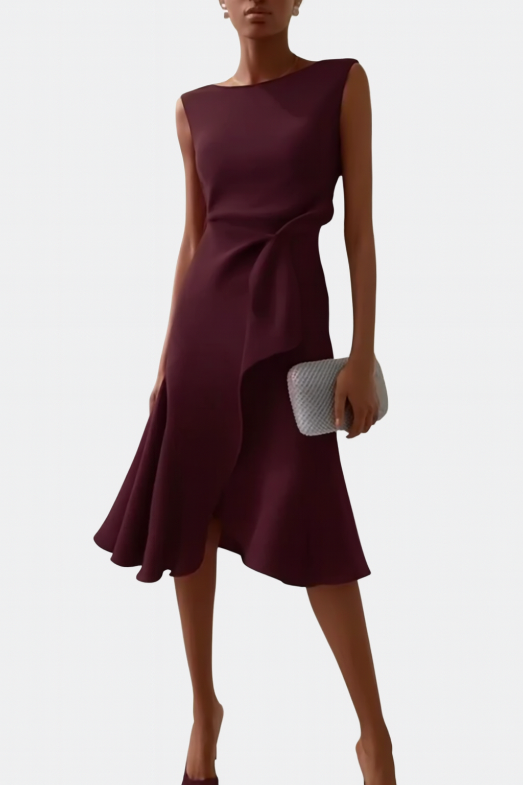Wren | Elegant Women’s 2026 Graduation Asymmetric Draped Midi Dress