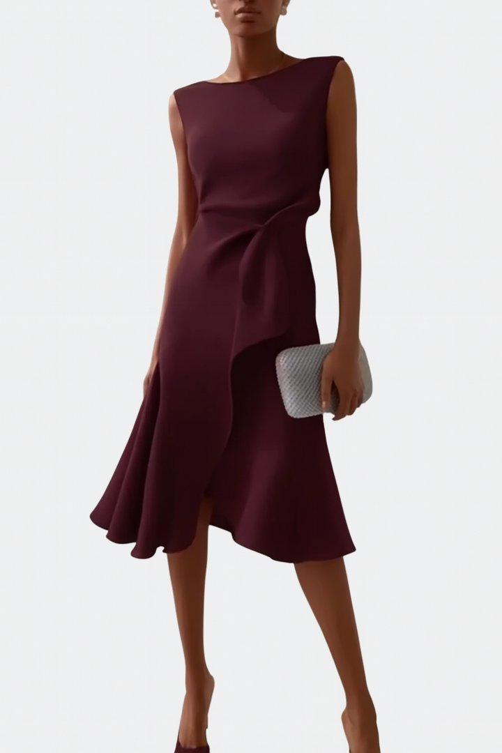 Wren | Elegant Women’s 2026 Graduation Asymmetric Draped Midi Dress