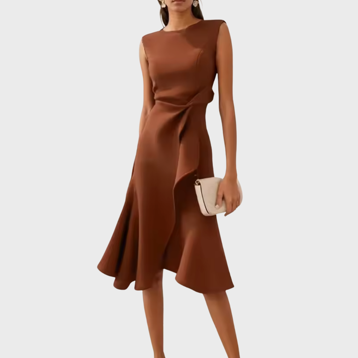 Wren | Elegant Women’s 2026 Graduation Asymmetric Draped Midi Dress