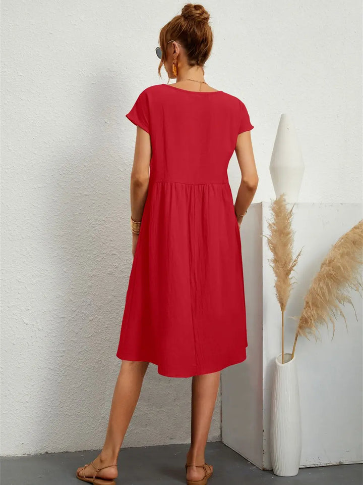 Xyla | Elegant Women’s 2026 Graduation Pocket Relaxed Midi Dress