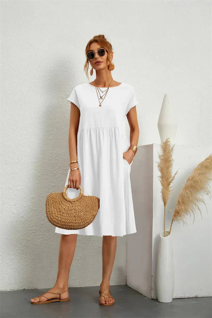 Xyla | Elegant Women’s 2026 Graduation Pocket Relaxed Midi Dress