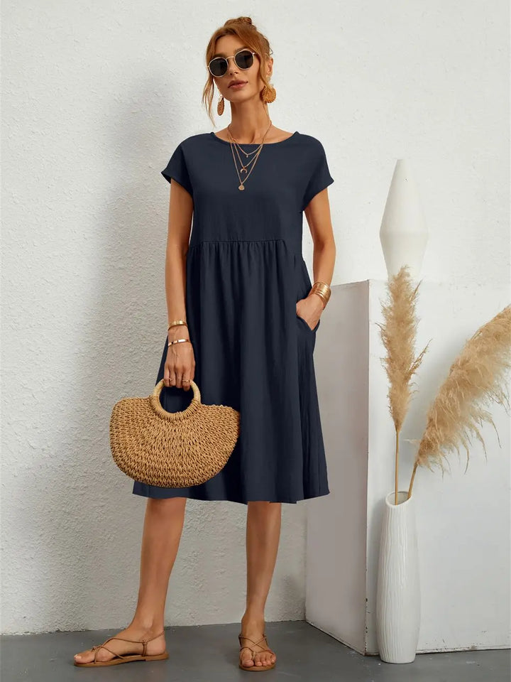 Xyla | Elegant Women’s 2026 Graduation Pocket Relaxed Midi Dress