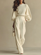 Aisha | Ribbed Knit Top & High-Waist Wide-Leg Pants Set