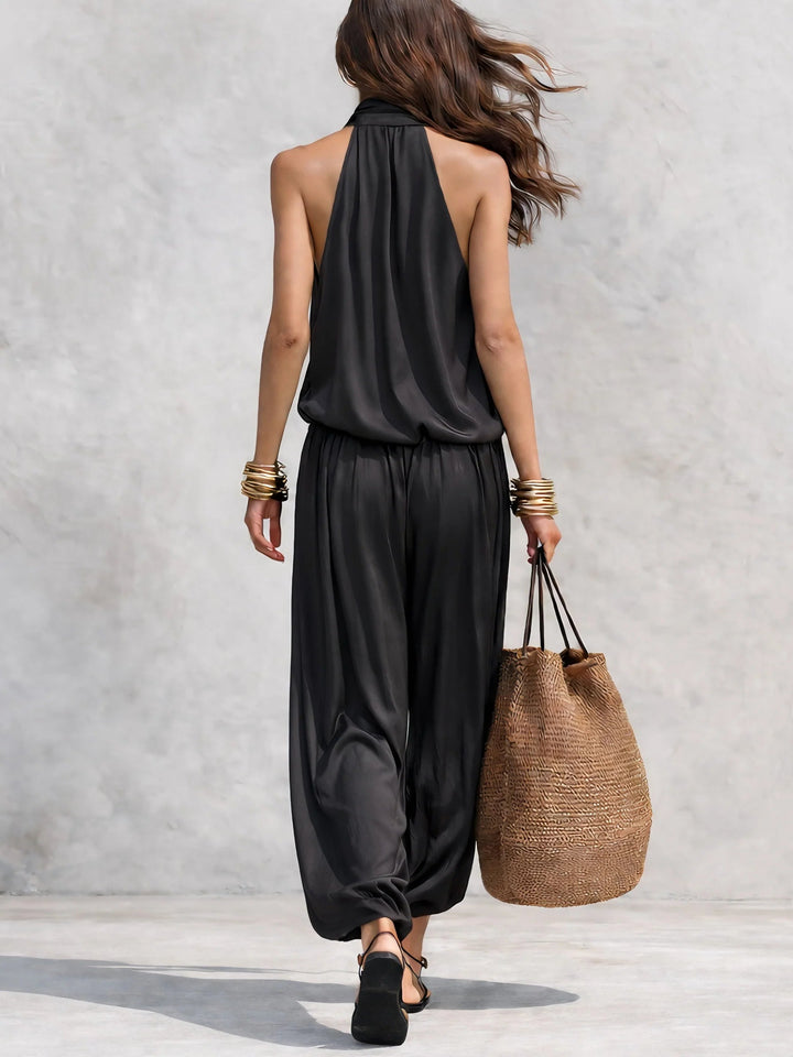 Maya | Halter Top &amp; Pleated Wide-Leg Pants Set