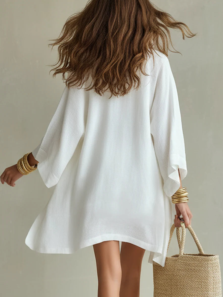 Camila | Three-Piece Polyester-Linen Cardigan &amp; Shorts Set