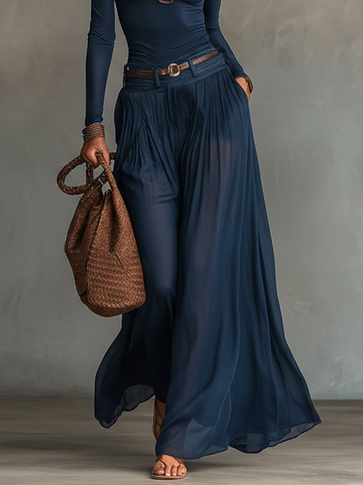 Camila | One-Shoulder Jersey Bodysuit &amp; Sheer Chiffon Maxi Skirt Set