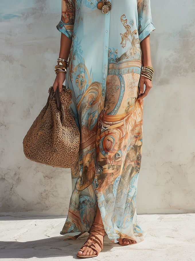 Cleo - Elegant Mediterranean Blouse Dress
