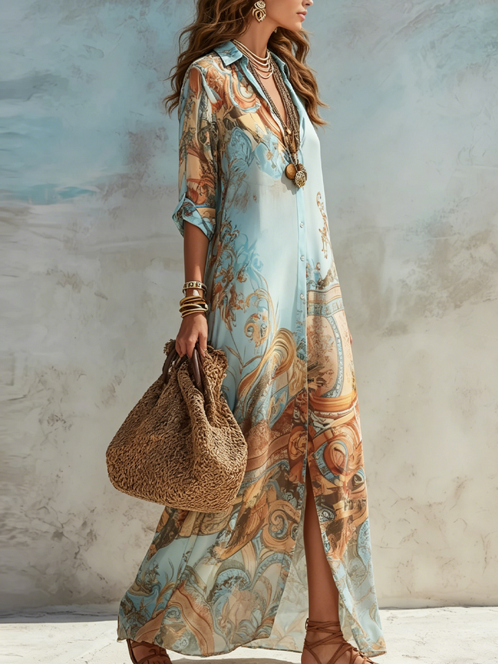 Cleo - Elegant Mediterranean Blouse Dress