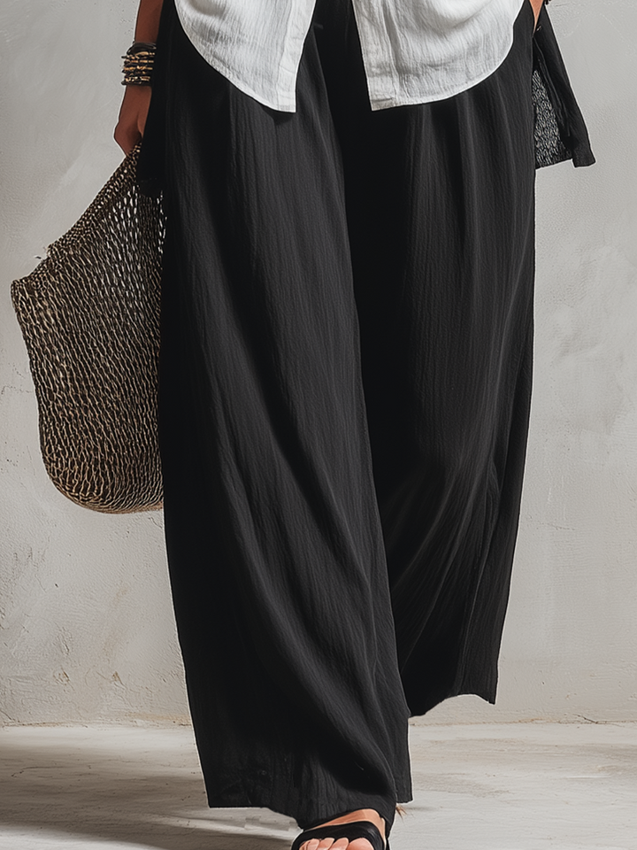 Monique | Three-Piece Set: Chiffon Layered Cardigan &amp; High-Waist Wide-Leg Pants