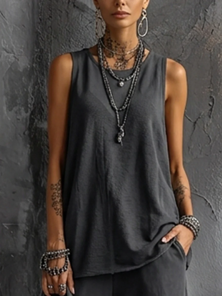 Harper | Sleeveless Vest &amp; Jogger Cargo Set Rayon-Blend