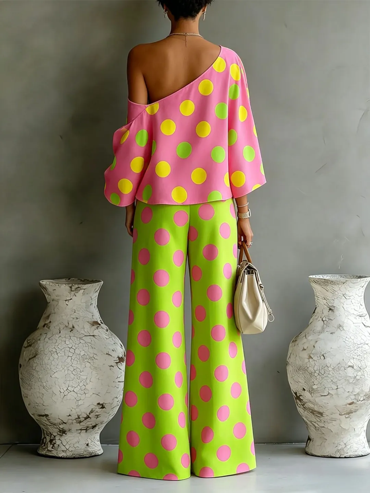 Camila | Off-Shoulder Top &amp; Wide-Leg Satin Set