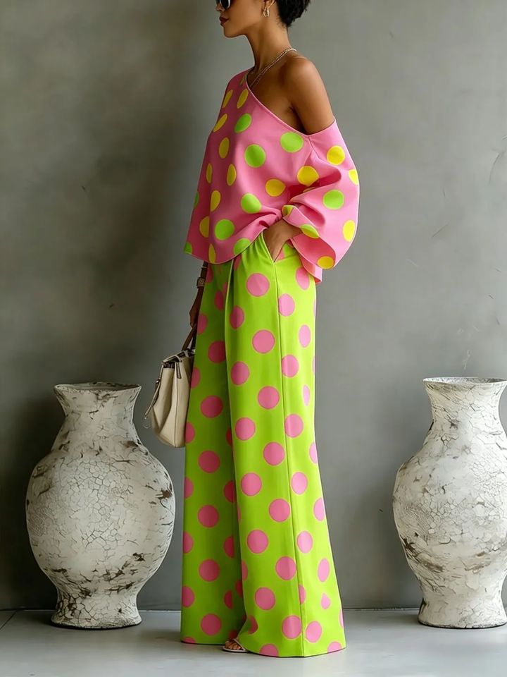 Camila | Off-Shoulder Top &amp; Wide-Leg Satin Set